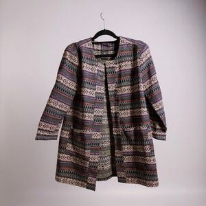 b Collection by Bobeau Women's Open Front Cardigan Jacket Geometric Print Size S